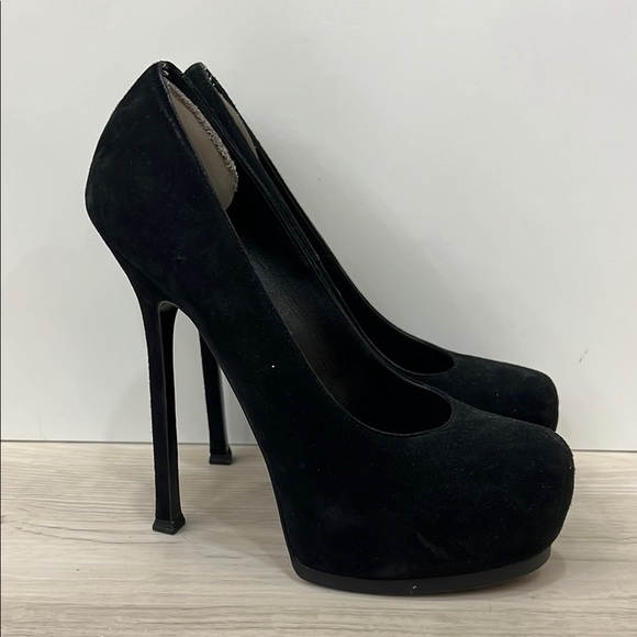 Yves Saint Laurent Black Suede Heels - Picture 3 of 8